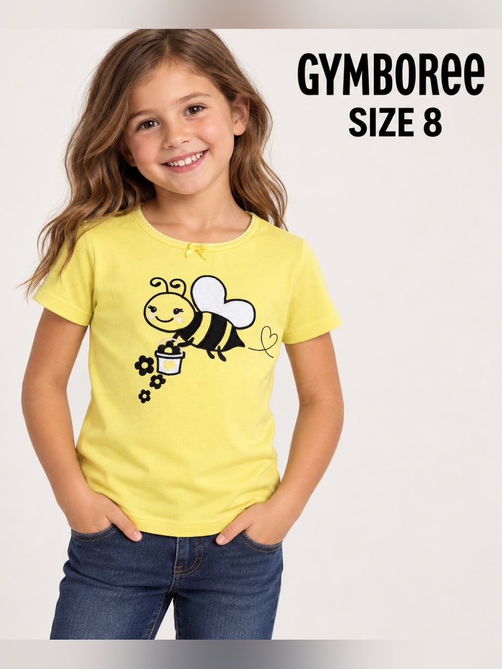 Gymboree Girls Size 8 Yellow Bumblebee Floral Graphic T-Shirt